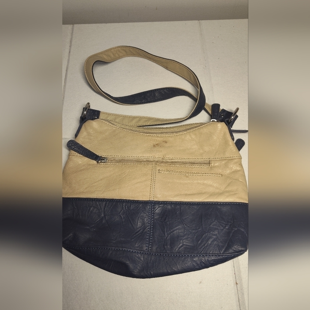Stone & CO Two-Tone Beige and Blue Crossbody Bag - Picture 2 of 4